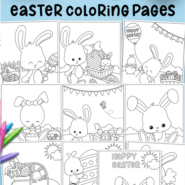 Easter bunny coloring pages â messy little monster shop