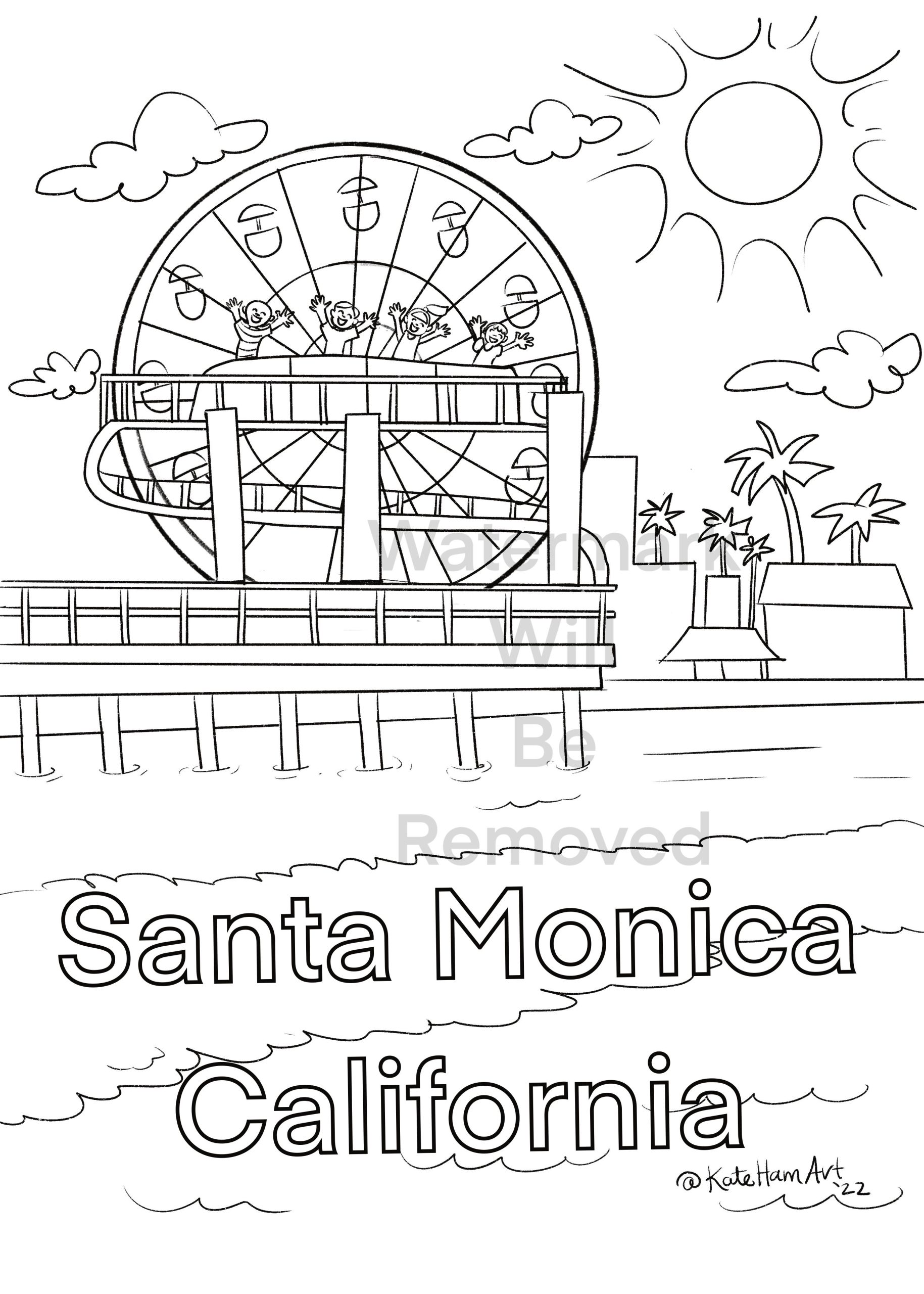 Santa monica coloring page