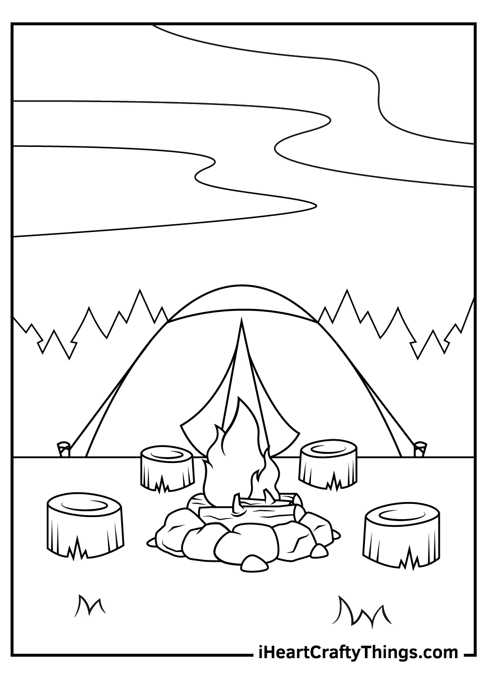 Camping coloring pages free printables