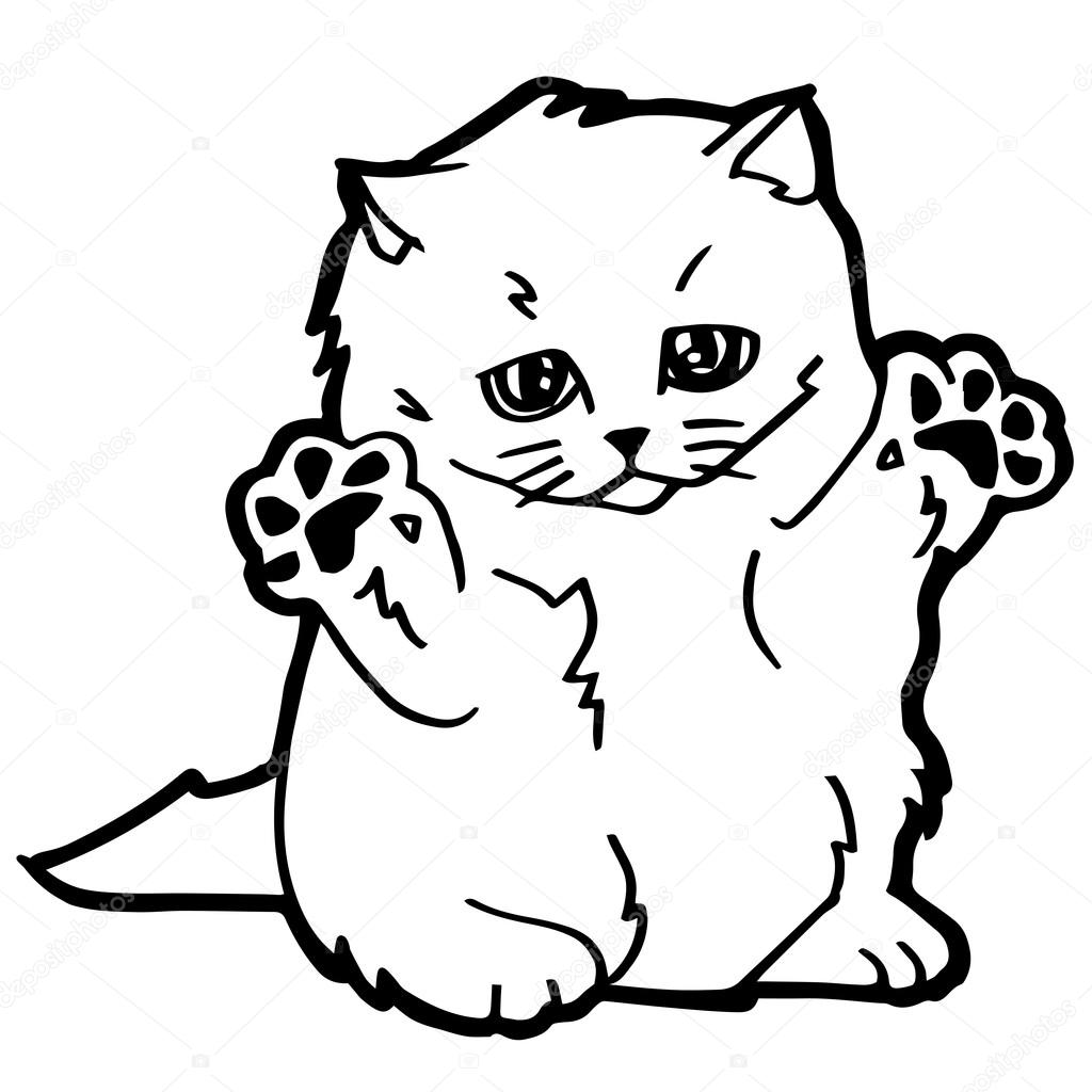 Cartoon cat coloring page for kid isolated on white stock vector by attaphongw