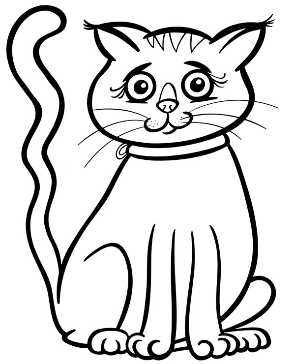 Cartoon cat coloring sheet to print