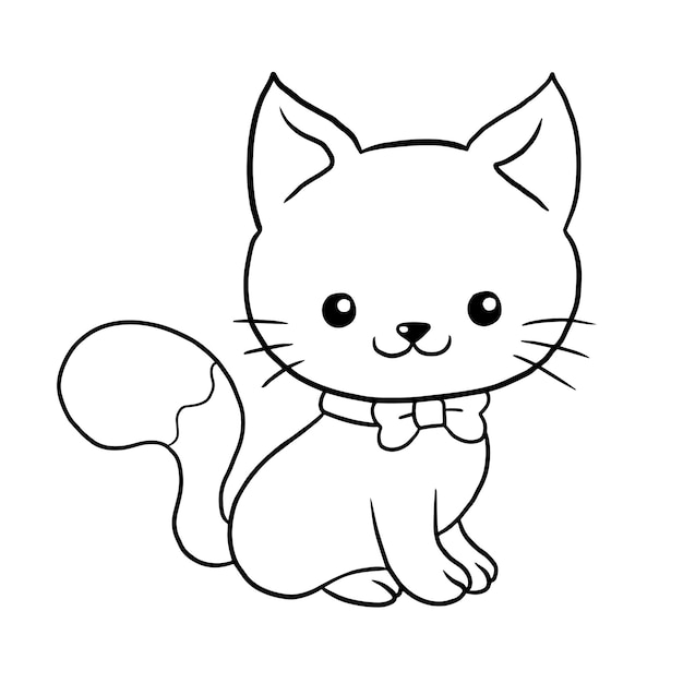 Premium vector cat cartoon animal cute kawaii doodle coloring page drawing