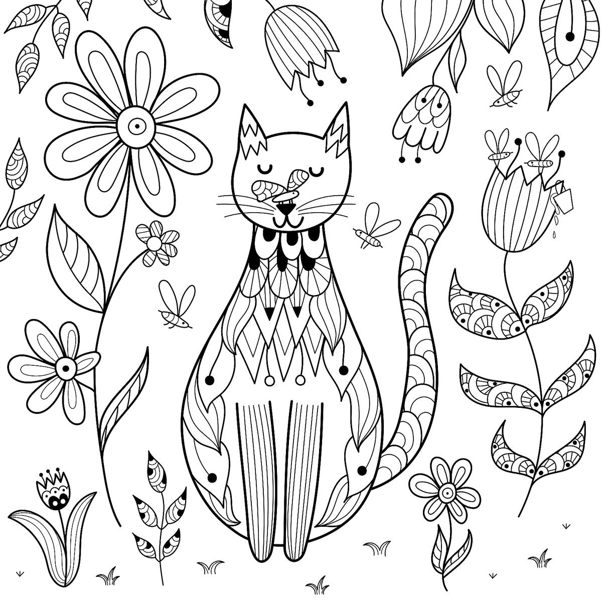 Free cat coloring pages purr