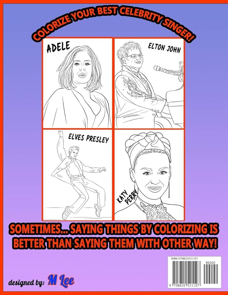 Celebrity singersshots coloring book a fan coloring book full of famous singers and musicians for fans funny activites books