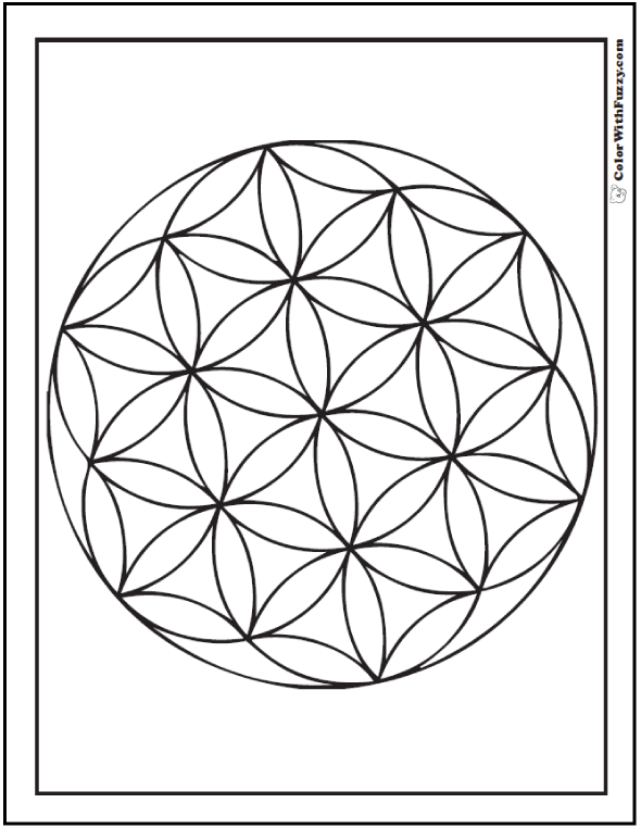 Geometric coloring sheet circle flowers