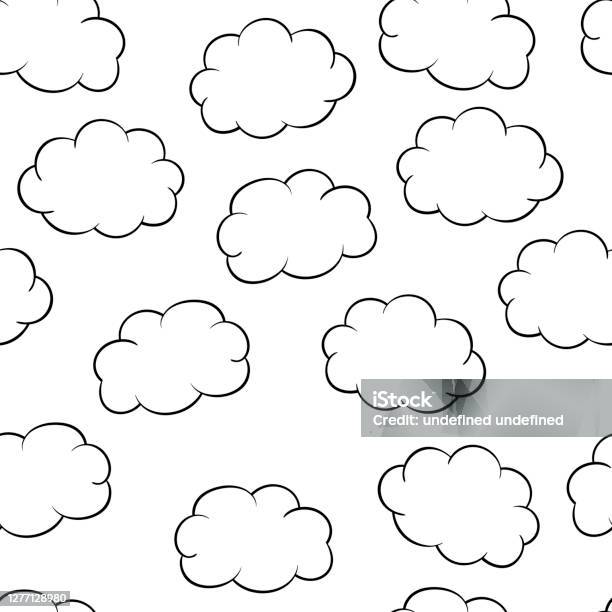 Seamless pattern with clouds coloring page stock illustration