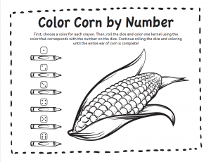 Color corn by number coloring pages