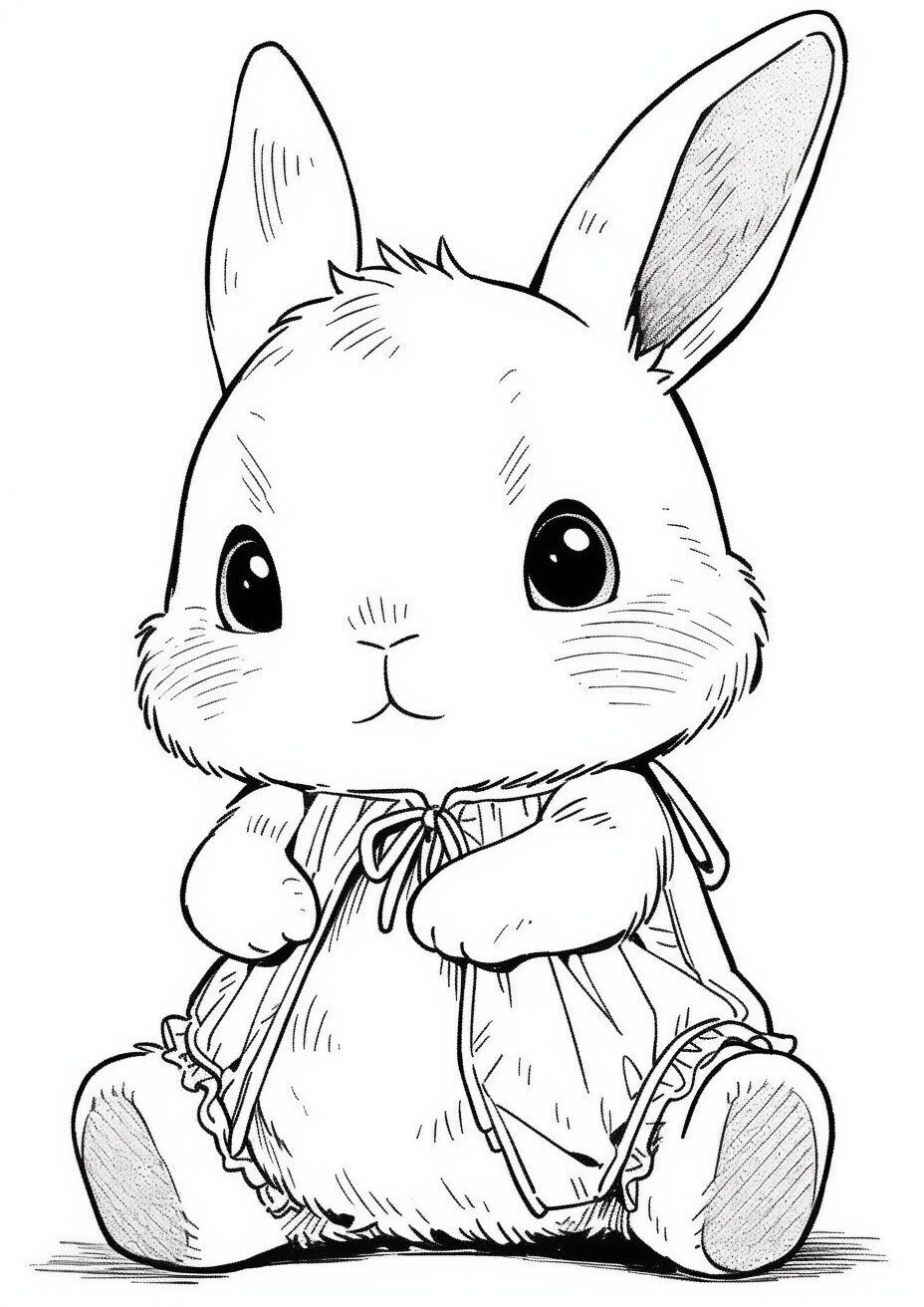 Coloring page for child baby rabbit