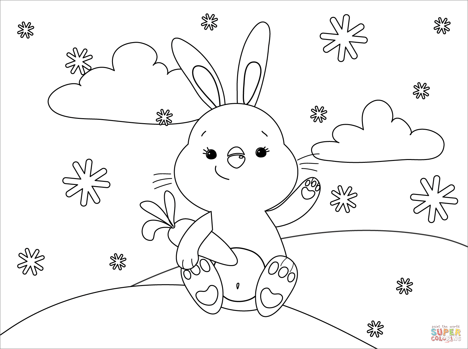 Cute bunny coloring page free printable coloring pages