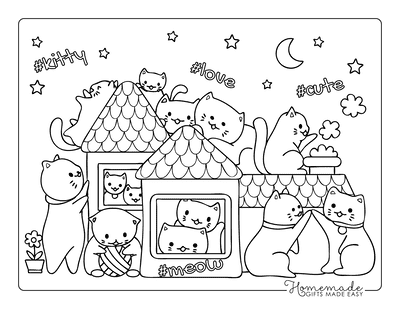 Free cat coloring pages for kids adults