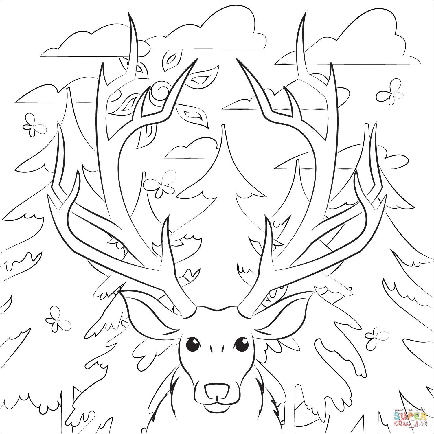 Antlers coloring page free printable coloring pages