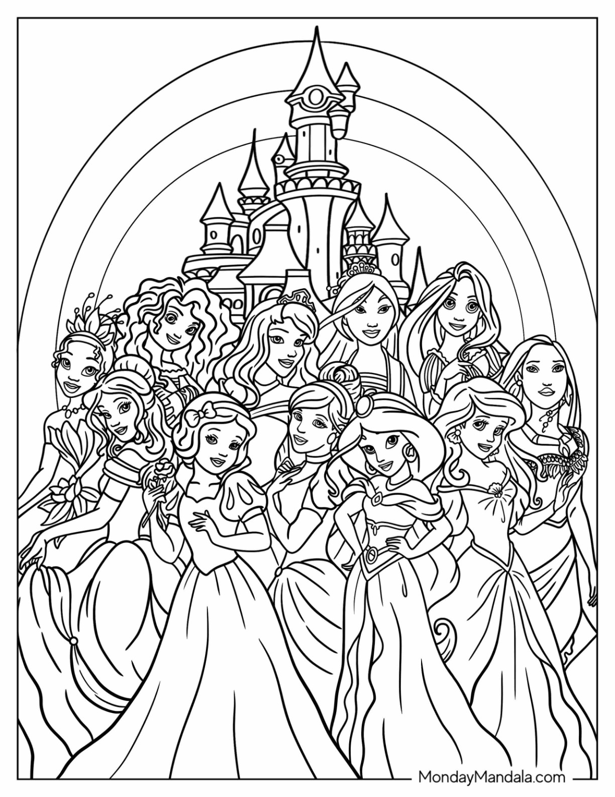 Disney princess coloring pages free pdf printables