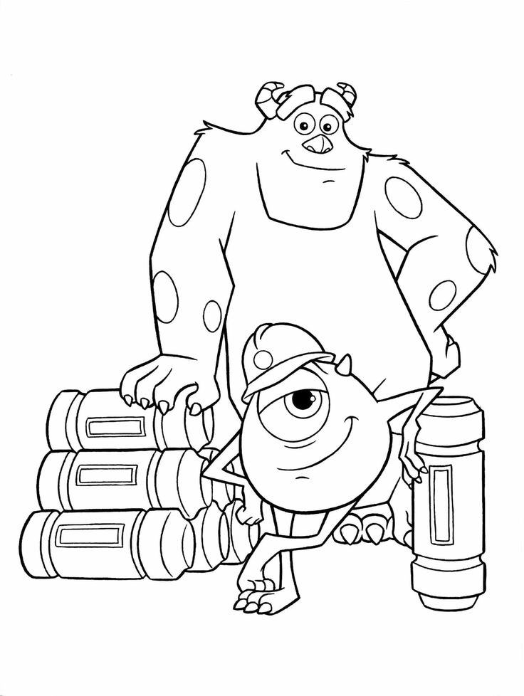 Colorful disney characters coloring page