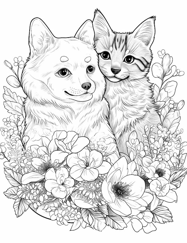 Dog coloring pages for kids and adults