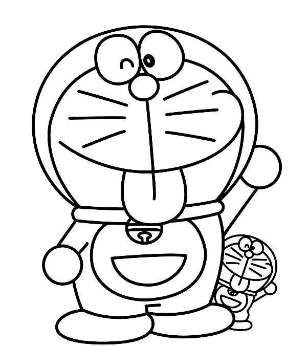 Doraemon with little tws of him colorg pages