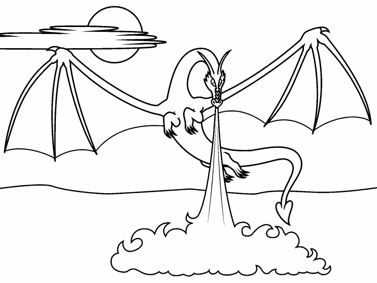 Dragon fire coloring page