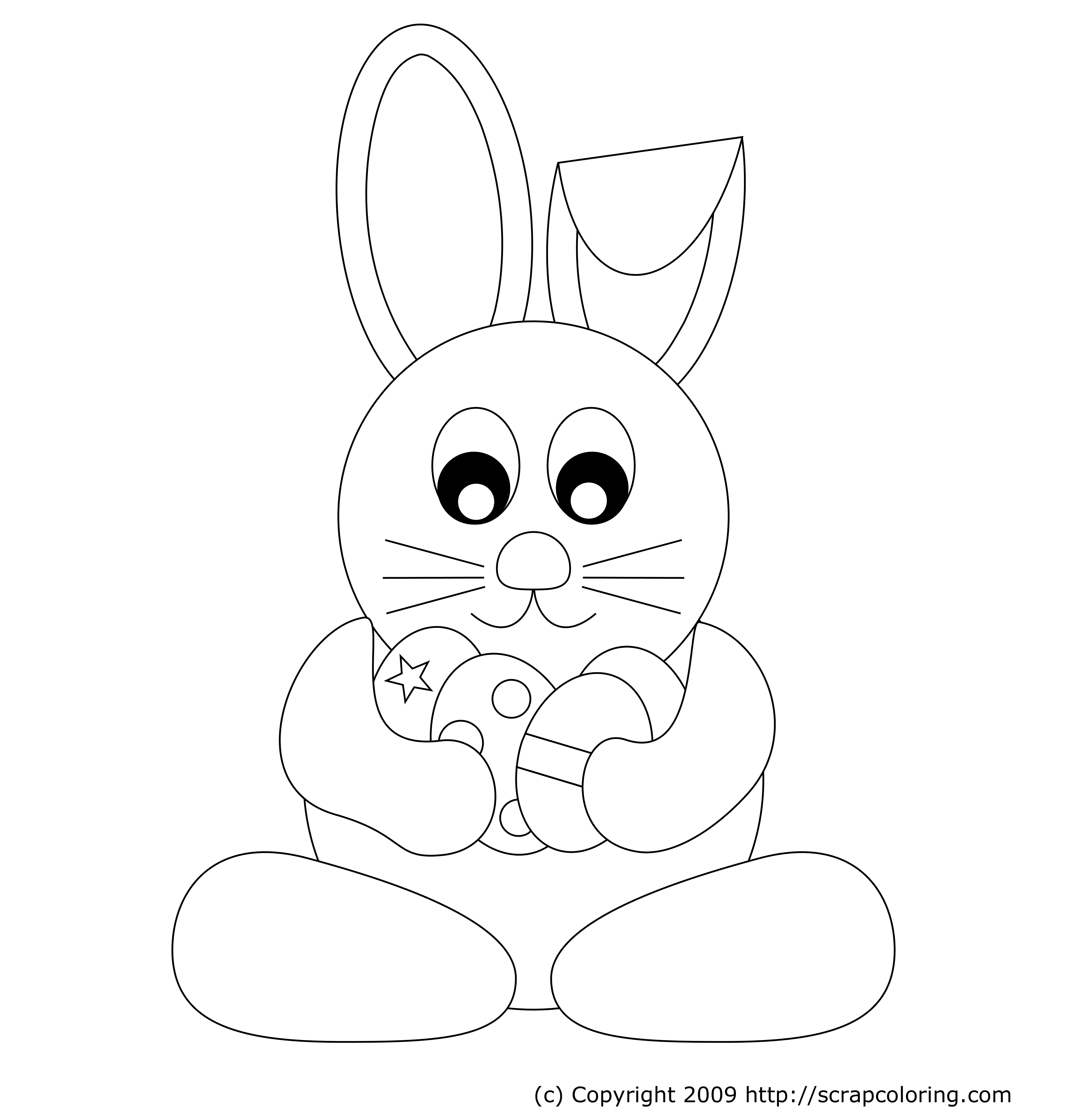 Easter bunny and easter eggs coloring page