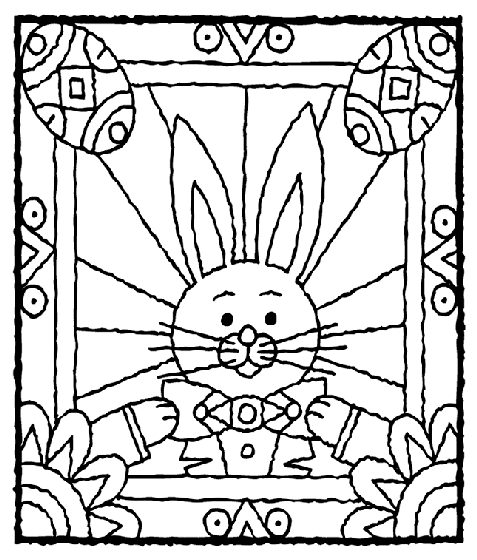 Easter bunny with eggs coloring page