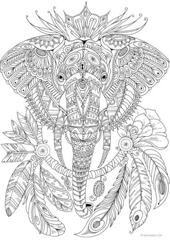 Elephant printable adult coloring page from favoreads coloring book pages for adults and kids coloring sheets colouring designs