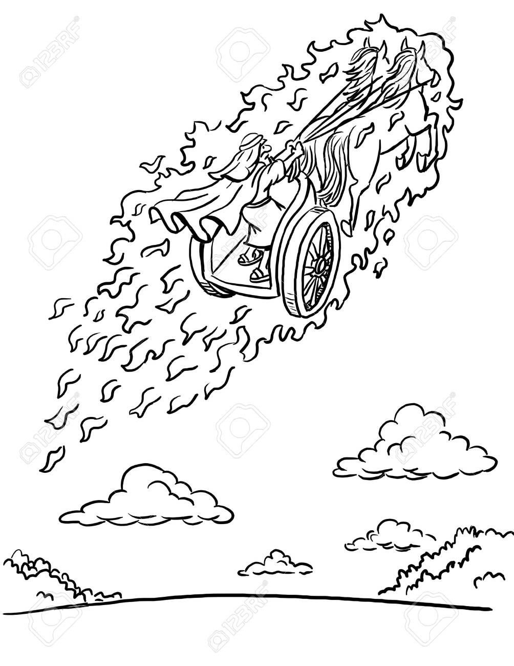 Coloring page of elijah going to heaven stock photo picture and royalty free image image