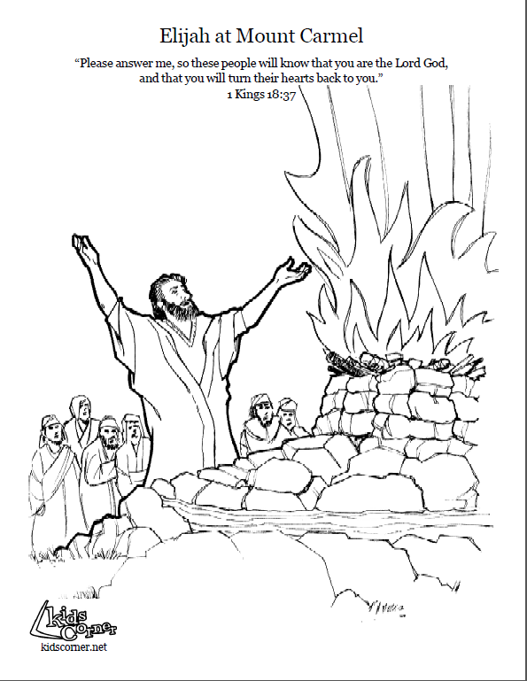 Elijah on mount carmel coloring page script and bible story httpkidscornerreframemediabiblestorieâ bible coloring pages elijah bible bible coloring