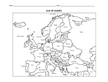 Map of europe printable coloring page with countries by interactive printables