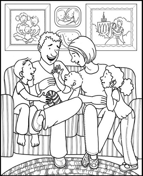 Free easy to print family coloring pages