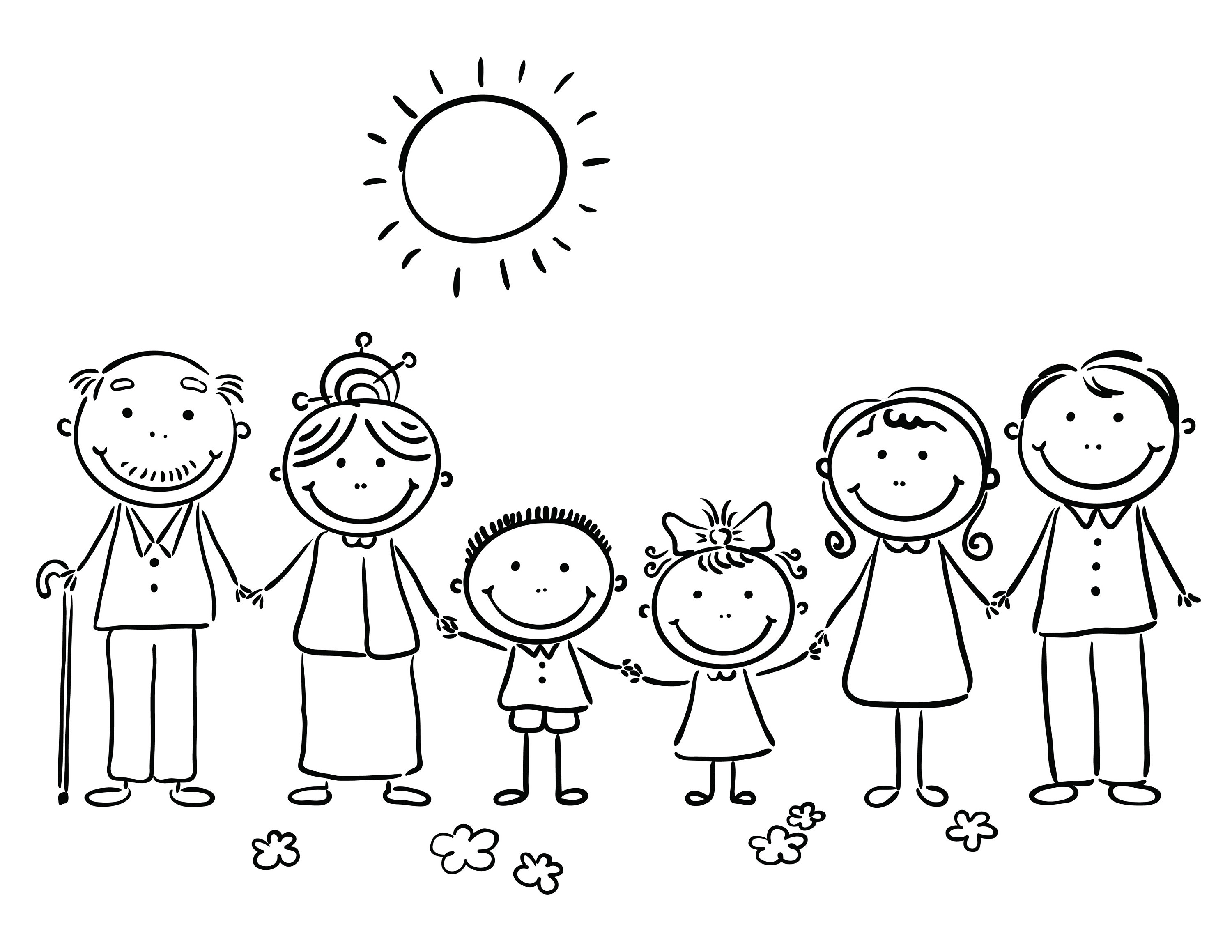 Printable happy family coloring pages for kids