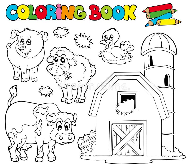 Cartoon farm animals for coloring book stock vector