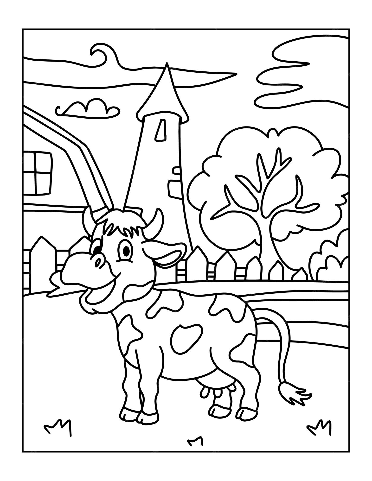 Premium vector farm animals coloring pages or coloring book for kids