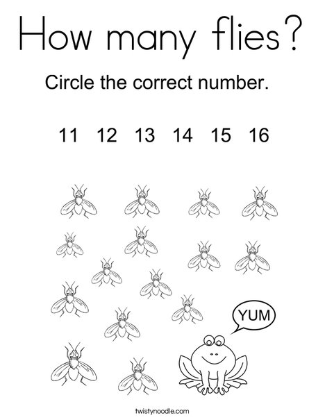 How many flies coloring page