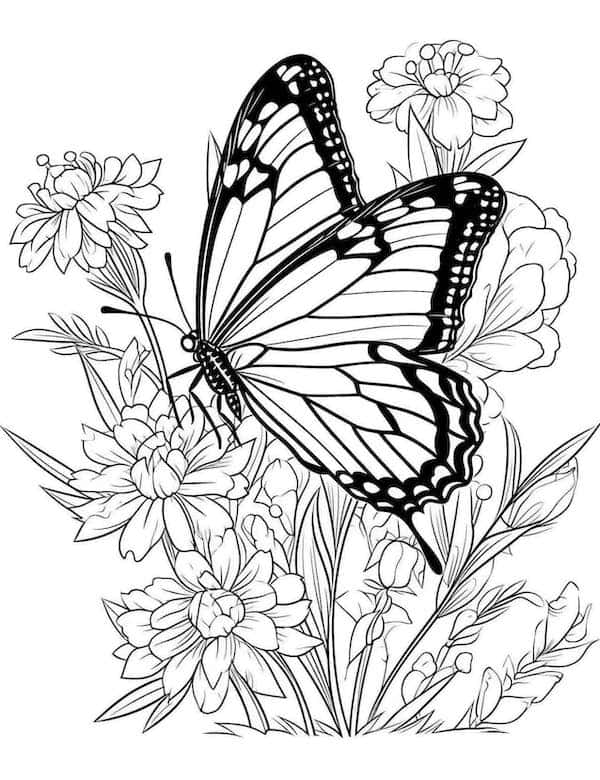 Beautiful butterfly coloring pages for kids and adults