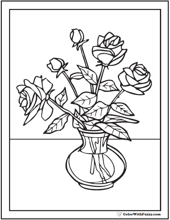 Rose coloring pages â free digital coloring pages for kids