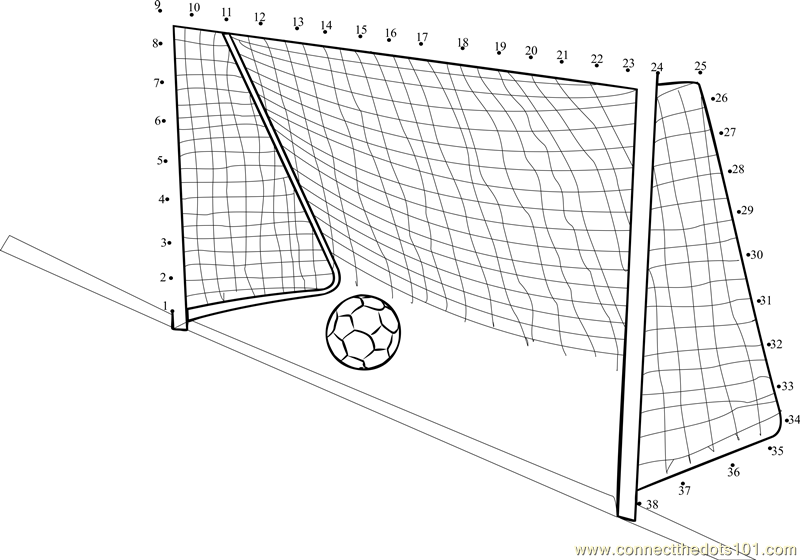 Soccer goal post dot to dot printable worksheet