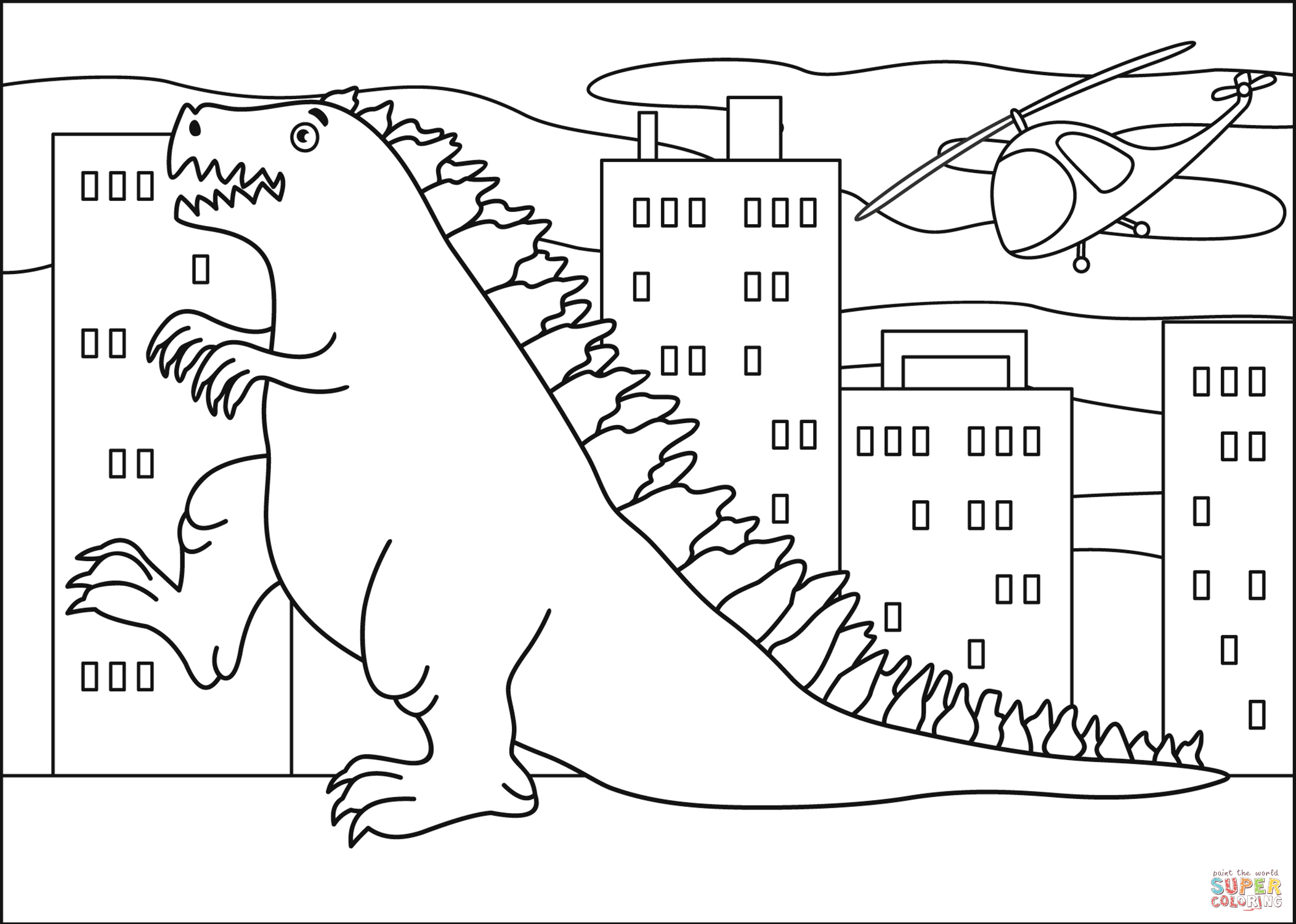 Godzilla coloring page free printable coloring pages