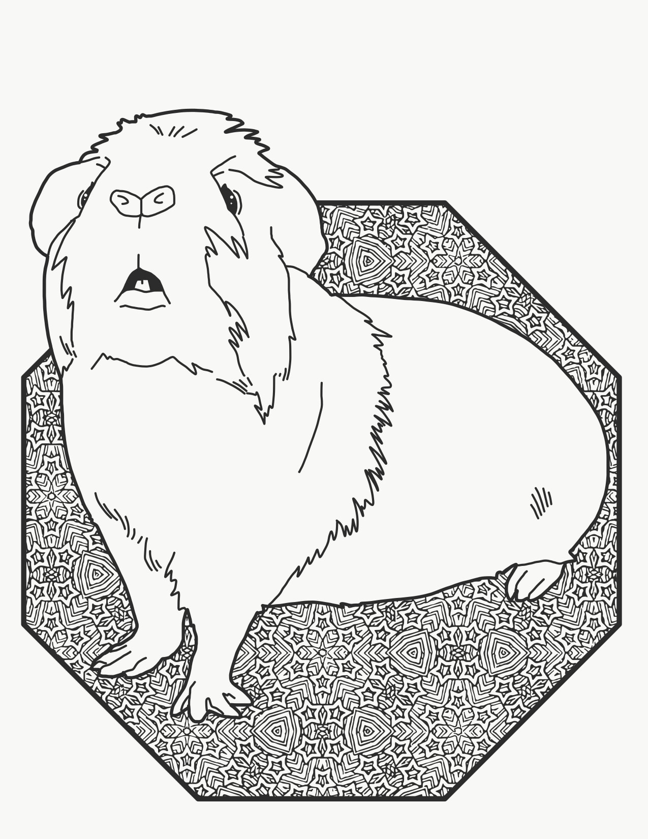 Wondering guinea pig downloadable coloring page