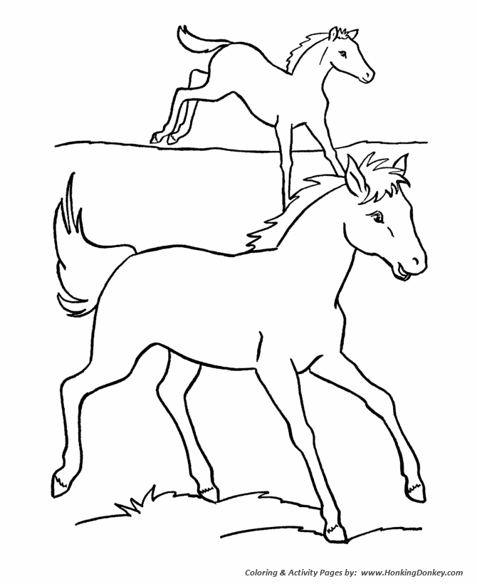 Horse coloring pages printable horses run in the pasture coloring page