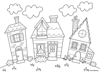 Houses coloring page by mrs arnolds art room tpt