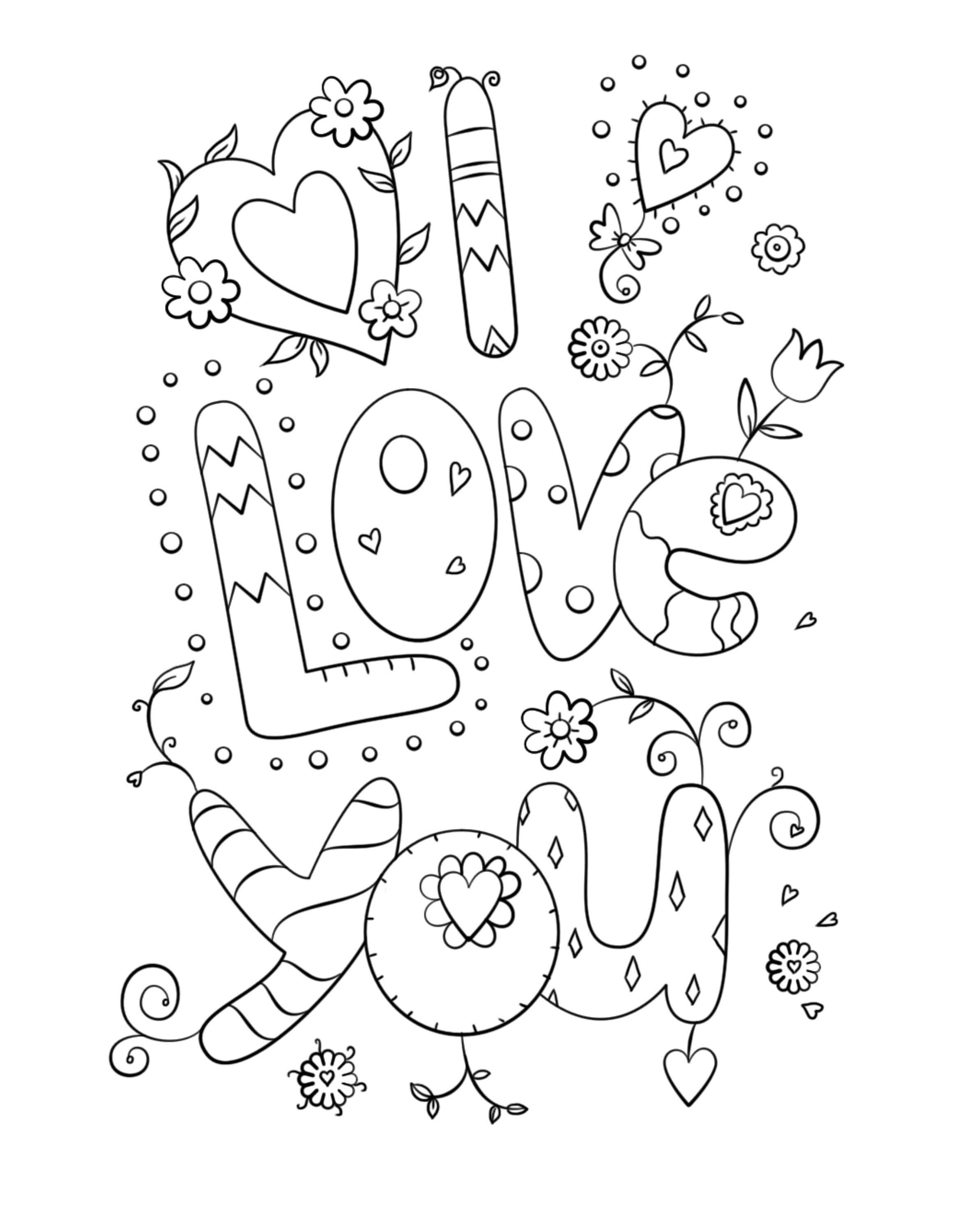 Valentines day coloring page i love you fun coloring page hearts valentine coloring sheet kids coloring valentines printable love