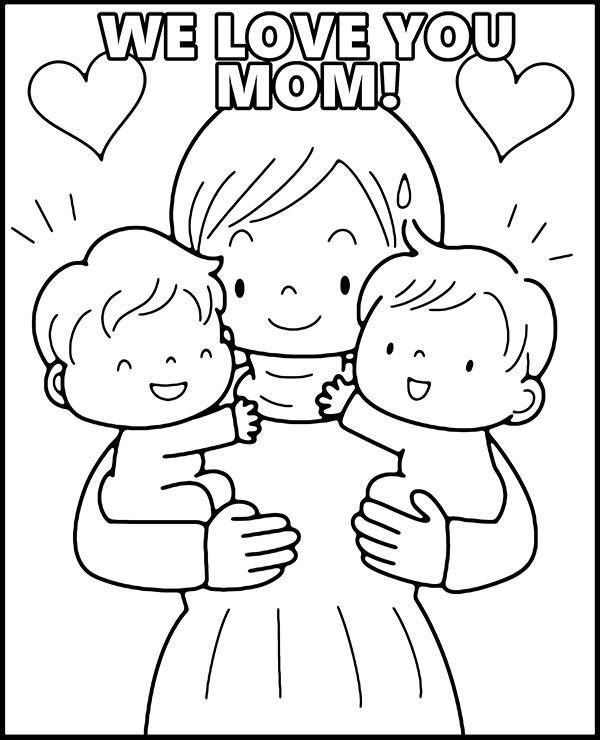 Printable love mom coloring page for mothers day