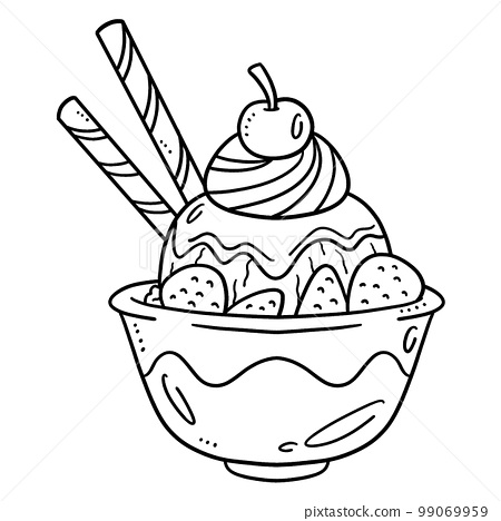 Ice cream isolated coloring page for kids