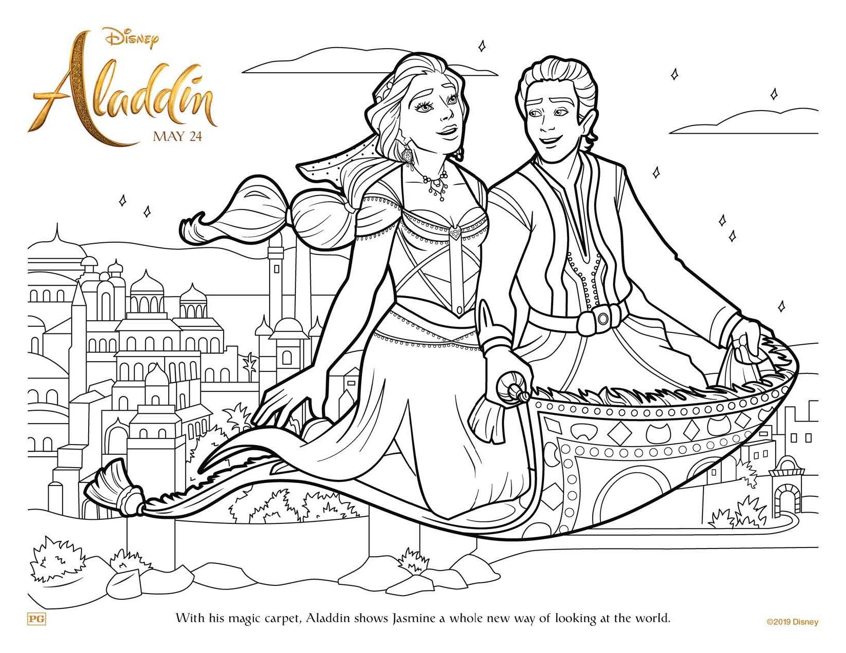 Aladdin free coloring sheets to print from home from disney