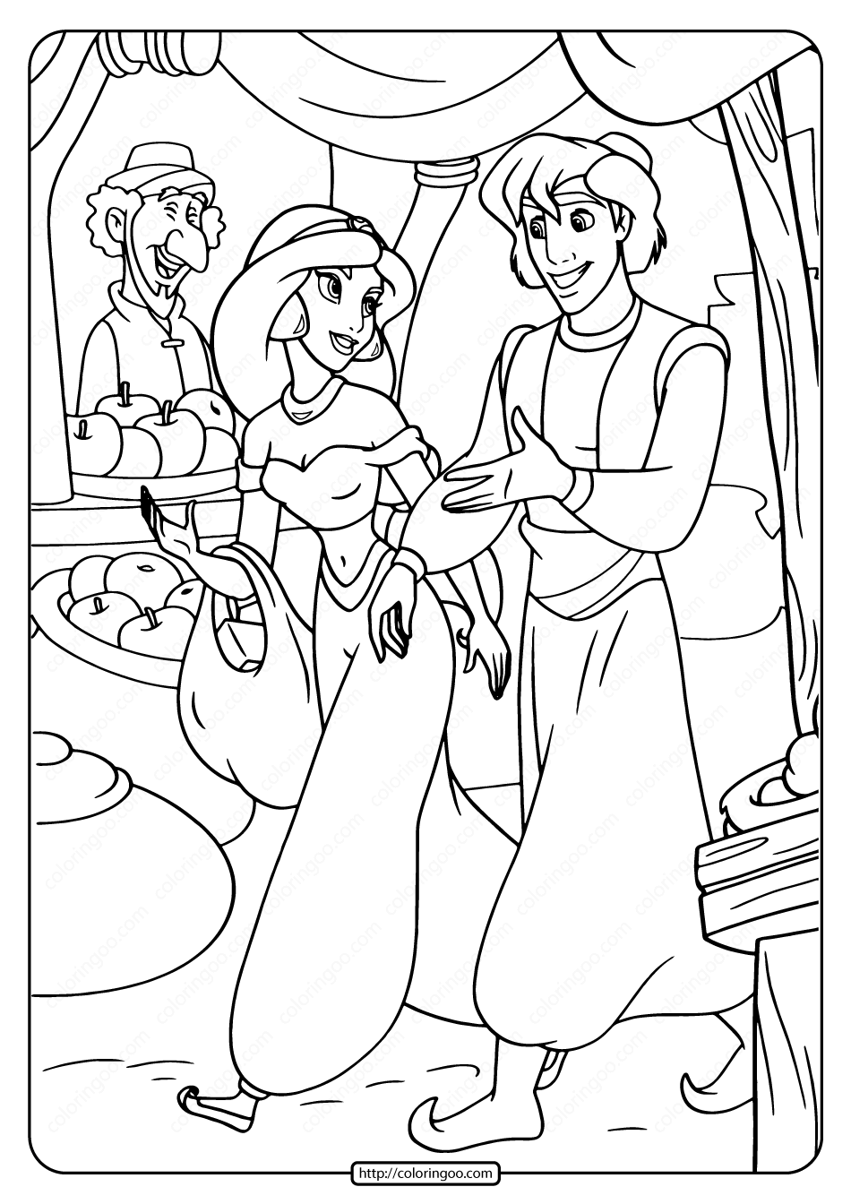 Free printable aladdin and jasmine coloring page disney coloring pages disney princess coloring pages princess coloring pages