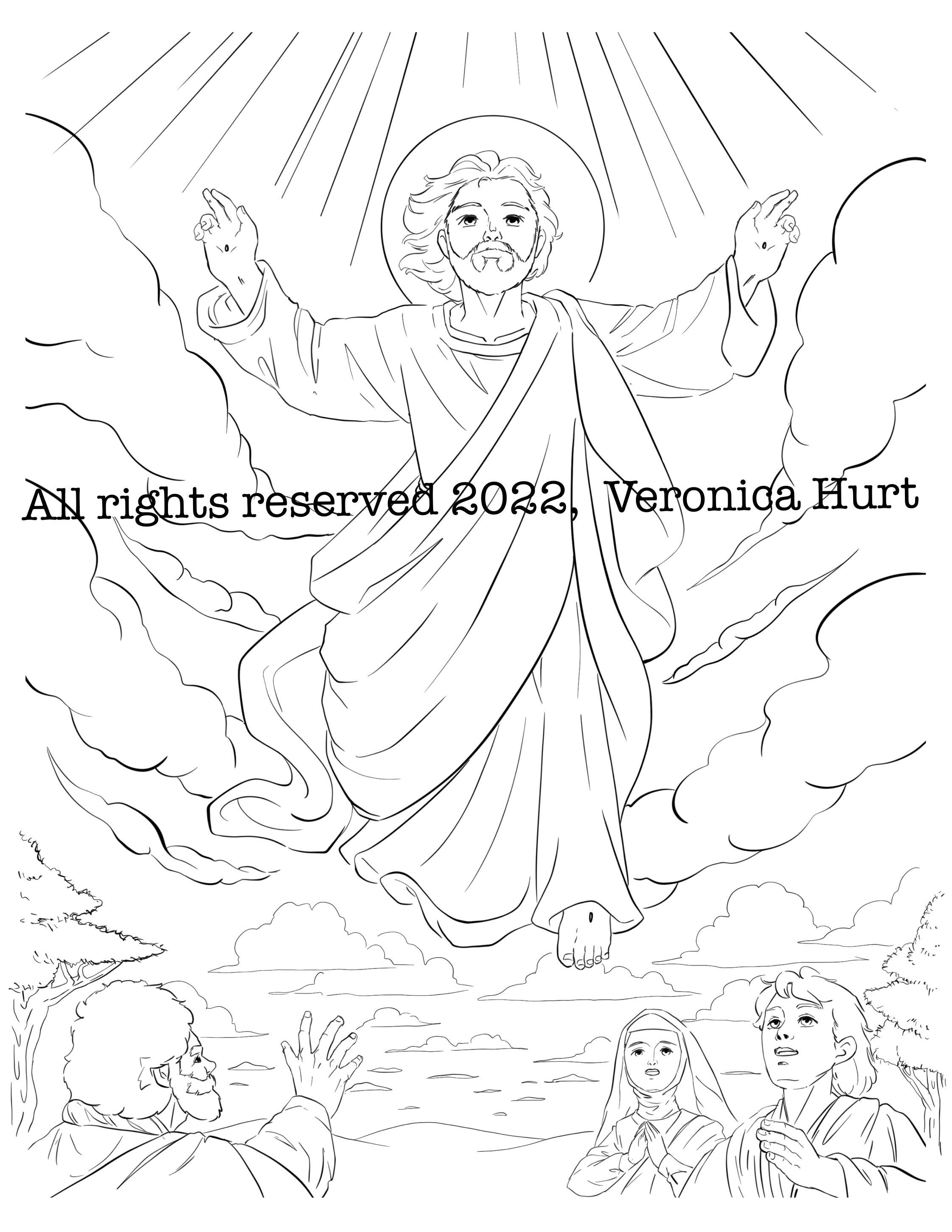 The ascension of jesus coloring page for kids and adults