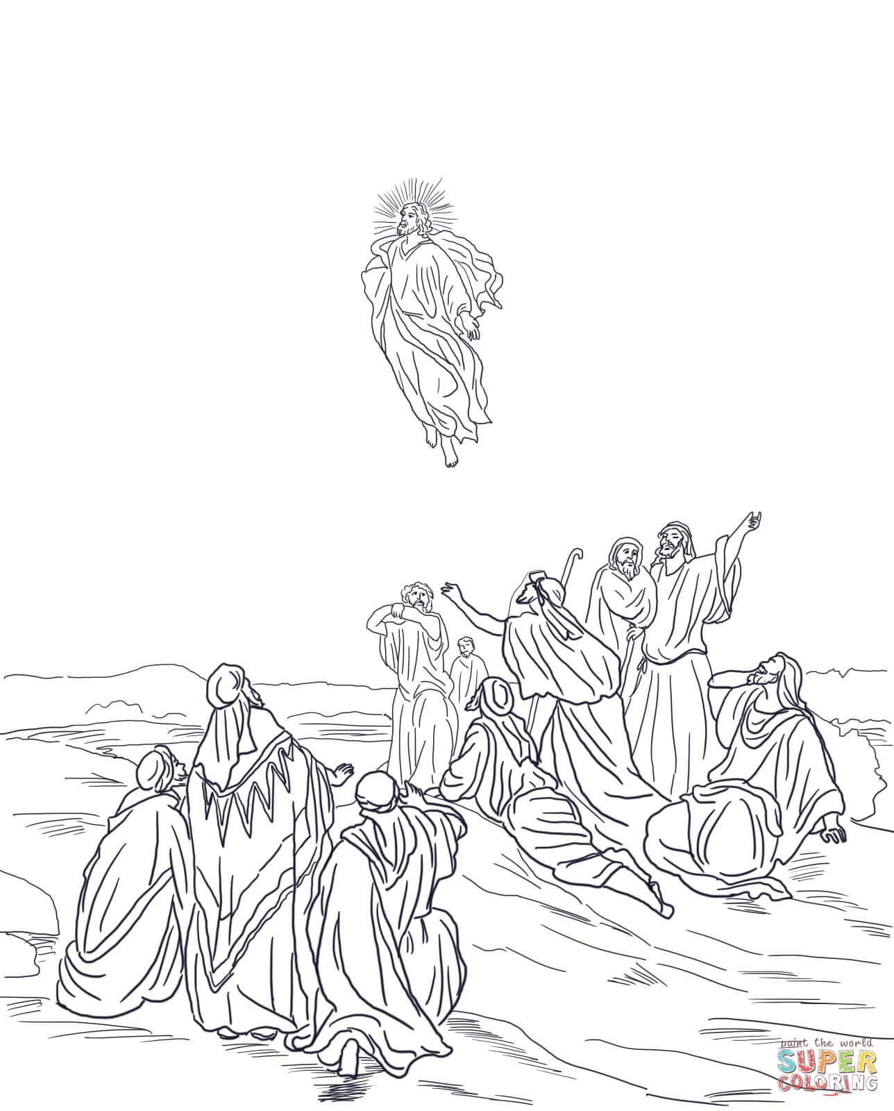 Jesus ascension into heaven coloring page free printable coloring pages