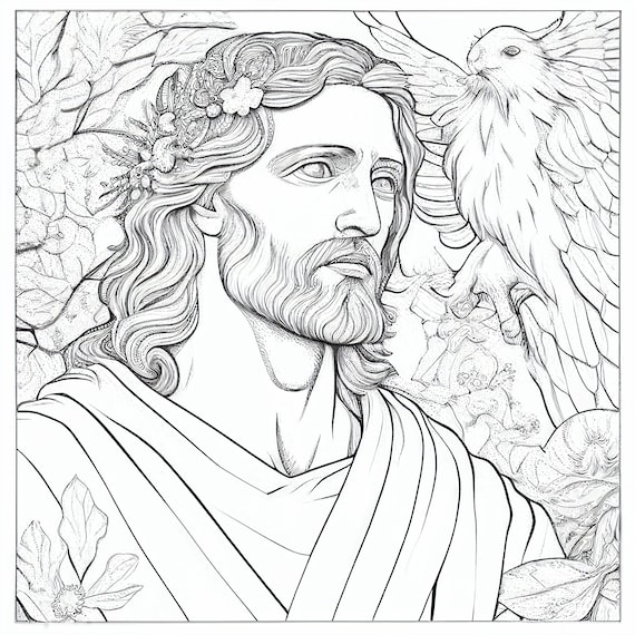 Jesus christ coloring pages for adults bible artwork for instant download and print mp x px resolution relax and paint