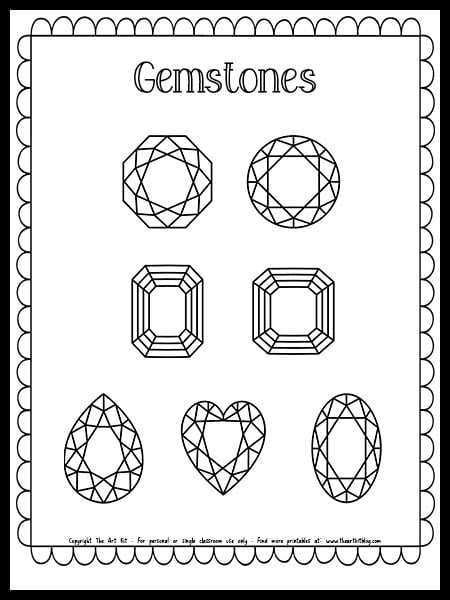 Gemstone coloring page free printable â the art kit