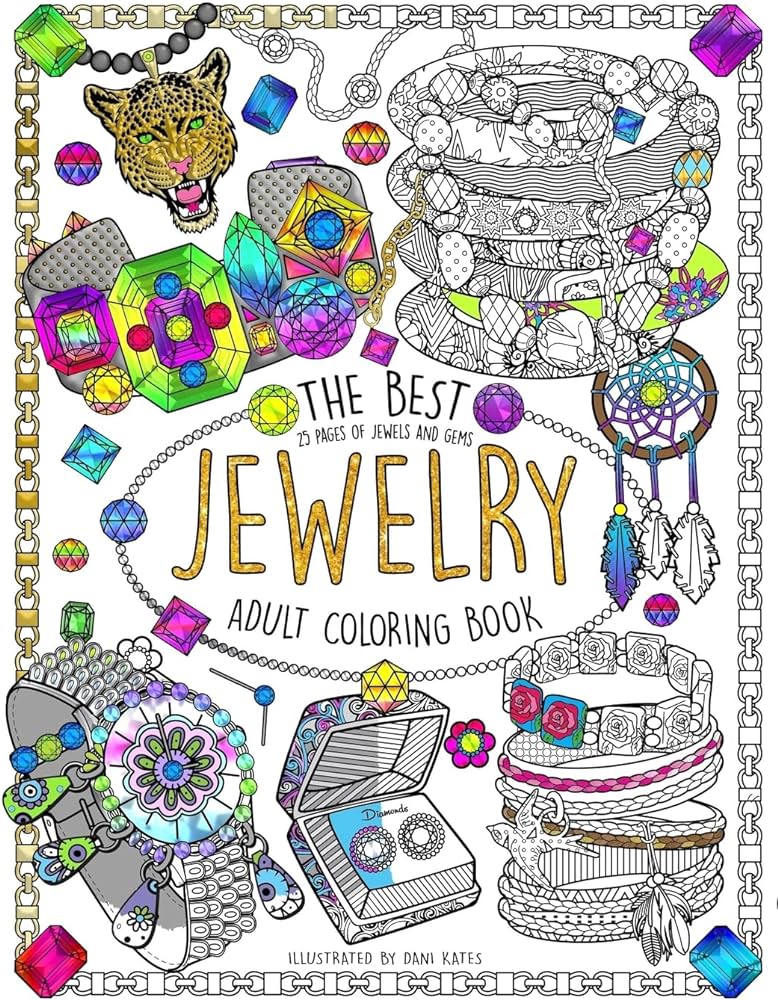 The best jewelry adult coloring book pages of jewels and gems kates dani kates dani books