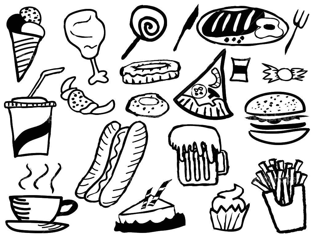 Online coloring pages coloring page junk food the food coloring pages for kids