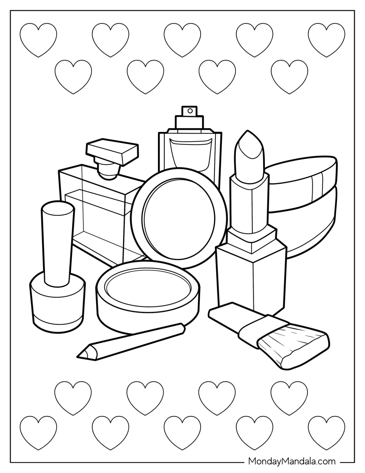 Makeup coloring pages free pdf printables